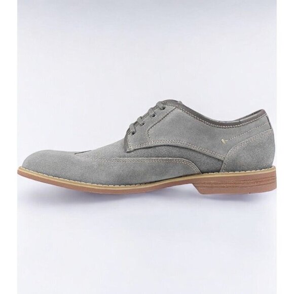 Stacy Adams Mens Wickley Grey Suede Canvas Wingtip Oxford Shoes NEW 8M - Picture 7 of 10